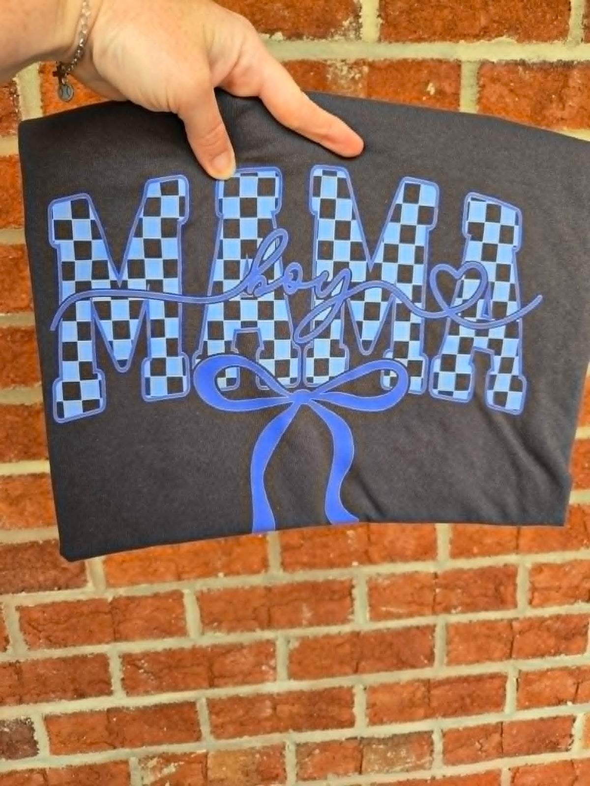 Checkered Coquette Boy Mama
