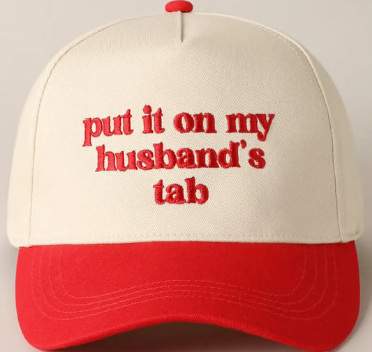 Put It On My Husbands Tab Trucker Hat