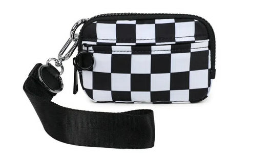 Black and White Checker Wristlet