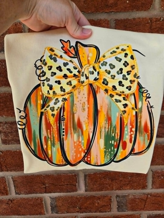 Painted Leopard Bow Pumpkin